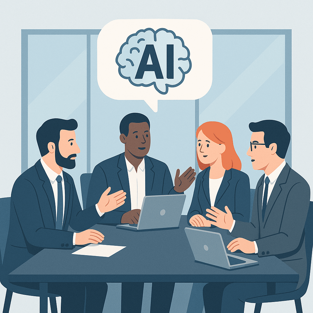 ChatGPT Image Dec 2, 2025, 11_01_11 AM Leadership team formalizing handoffs and ownership in a modern office, symbolizing founder-to-CEO delegation systems.