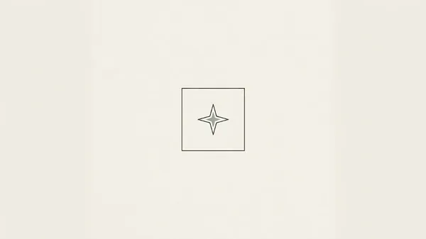 Minimalist line illustration of a four-pointed sage green star held inside a thin square frame on a cream background, illustrating AI kept within a one page governance framework for a small business