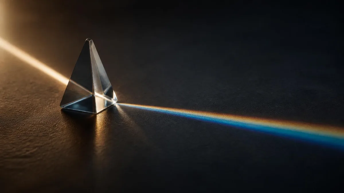 A glass prism splitting a ray of light into geometric lines on a dark surface, evoking the cost, reviews, and alternatives to CEO Coaching International