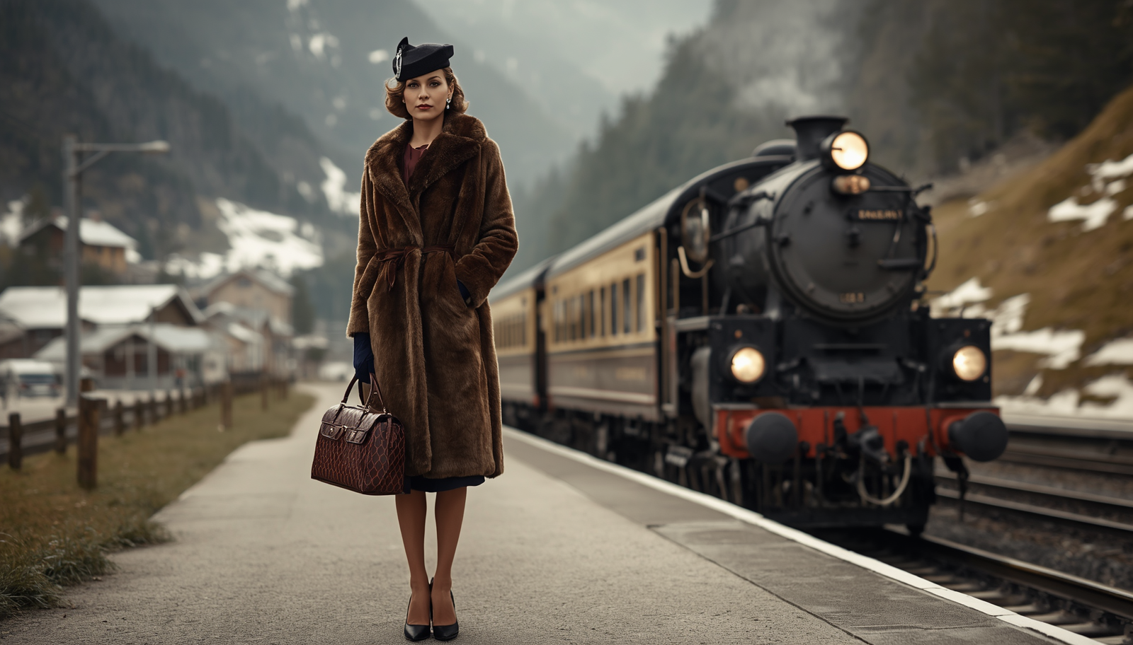 A woman in a fur coat stands on an alpine platform as a steam train approaches, a visual metaphor for the expensive leadership mistakes CEOs see coming but do not step back from in time.